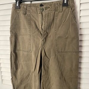 Army green straight high waisted cargo pants.